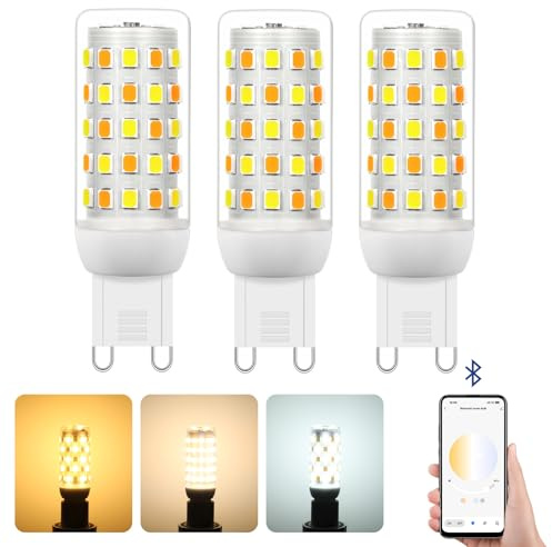 I-SHUNFA Bombillas LED Smart G9 con Control Mediante APP, LED G9 Regulable con Bluetooth, AC 230V, 2700K-6500K, Brillo Ajustable del 1%-100%, 4W 400LM, Compatible con Mando a Distancia, Pack de 3