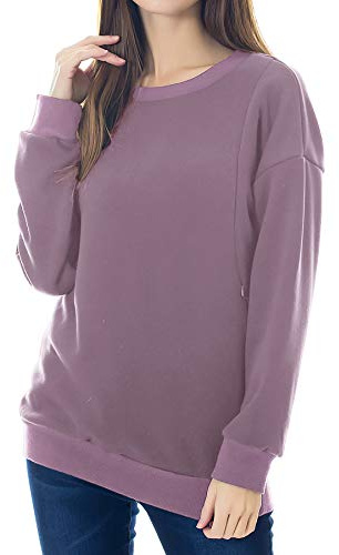 Smallshow Fleece Nursing Sweatshirt Long Sleeve Breastfeeding Pullover Tops,Misty Lilac,L