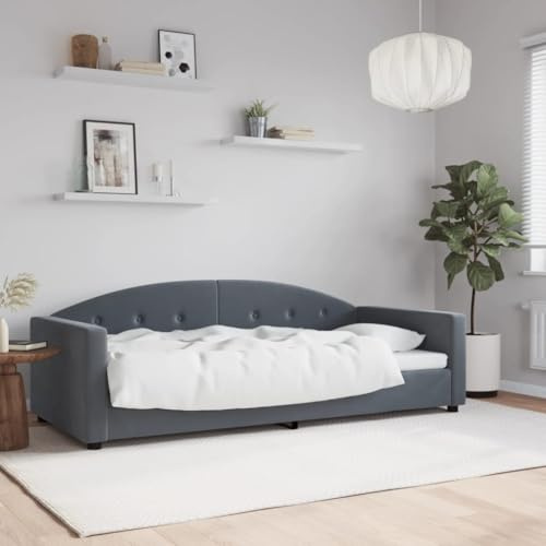 HaoChrymec Tagesbett Ausziehbar Dunkelgrau 90x200 cm Samt, Komfortables Design, Robustes Gestell, schlafsofa, einzelbett, Für Wohnzimmer & Gästezimmer