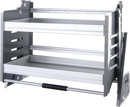 Köksarrangör 2-vånings högt skåp Pull Down Hylla Aluminium Pull Down Hyllsystem for överskåp(W34*H21.9)