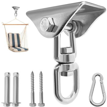 Vibronova Deckenhaken Schwerlast - 304 Edelstahl 450KG Kapazität 360° Drehbar, Aufhängung für Hängesessel, Schaukel, Yogatuch und Boxsack