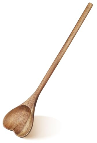 TOPBATHY Cuillère en Bois Cœur Élégante pour Dessert et Miel – Cuillère à Mélanger Pratique en Bois Naturel, Accessoire la Cuisine Polyvalent, Présent Maison – 1 Pièce