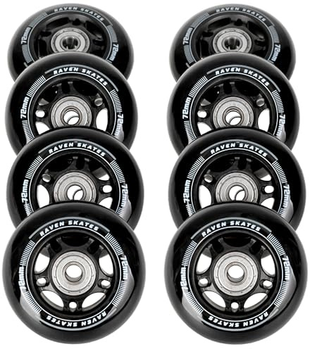 RAVEN Rollen Ersatzrollen für Inlineskates Oxen mit Kugellager Set 8 Stück (76mm)