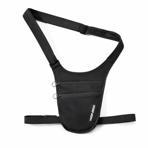 Anti-Theft Travel Money Belt, Black, Adjustable Waist or Crossbody Pouch