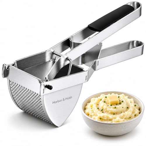 Harbor & Hobb - Potato Ricer Heavy Duty Stainless Steel Food Press for Fluffy Creamy Mash & Baby Food | Comfort Grip Handle Design, 22oz Large Capacity | Easy Clean Dishwasher Safe