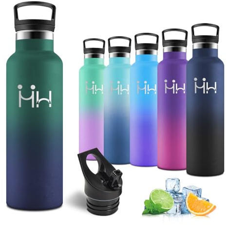 Motswedi Borraccia Termica 750 ml, Borraccia Acciaio Inox, Bottiglia Termica per Acqua Fredda e Calda, Bottiglia d'Acqua a Prova di Perdite, per Sport, Palestra, Ciclismo, Verde scuro & Blu scuro