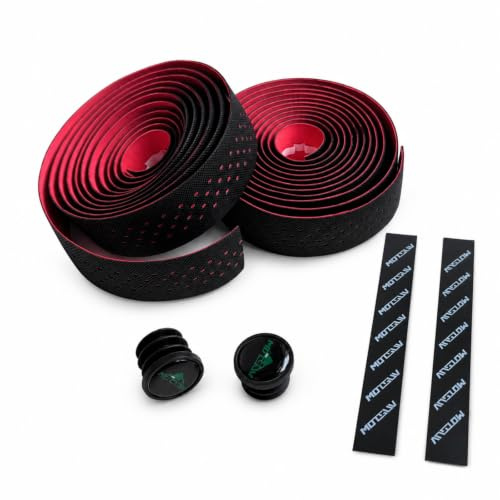 jtum Non-Slip Durable Road Bike Handlebar Tape, 2 Rolls | Road bike handlebar tape, dampens vibrations & non-slip, perforated, 2 rolls incl plugs, for road handlebars.