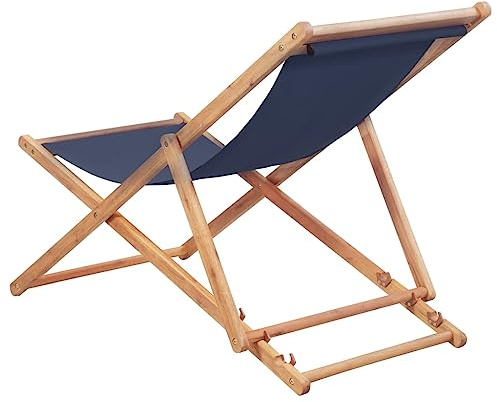 Fengshui Klappbarer Strandstuhl Blau Holz 110 kg | 3-fach verstellbar, wetterfester Sitz, für Garten Terrasse Balkon Camping