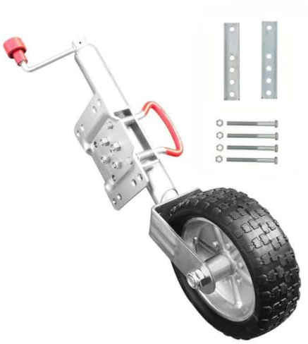 Sharplace Trailer Support Wheel Jack With Side Winding Handle Foldaway Mount Bracket Galvanized Steel Body Single Wheel Roller smooth height control and, 10 Inch, 10 Inch Jack With Installation Kit