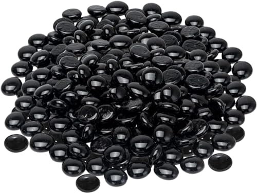 ARSUK Ciottoli di Vetro Pietre Decorative Perline Pepite Gemme Tessere Mosaico per vasi Ciotole da Giardino Artigianali Acquario (70-80 ciottoli Neri)