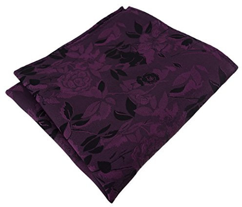 TigerTie Designer Seideneinstecktuch in lila violett schwarz Blumengemustert - Stecktuch 100% Seide