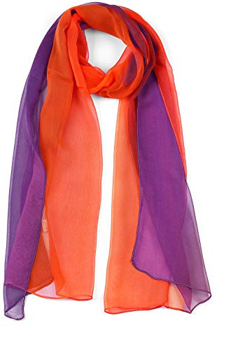 uxcell sourcing map Long Chiffon Poids léger Pente Couleur Écharpe Femmes Orange/violet Taille unique
