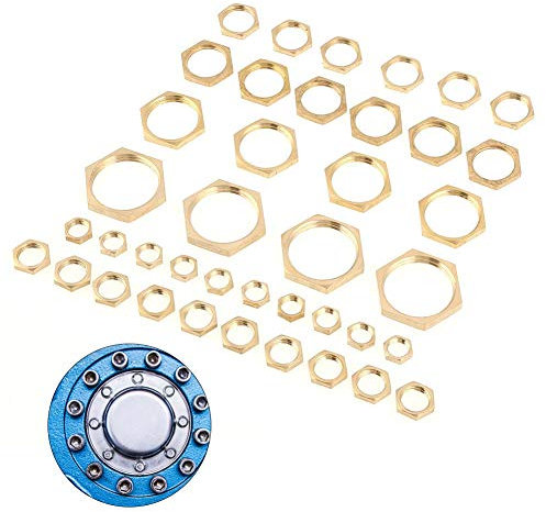 Dado Sottile Dorato Assortimento Controdado in Ottone 40 Pezzi Assortiti G1 / 8 G1 / 4 G3 / 8 G1 / 2 G3 / 4 G1 Raccordo per Tubi Filettati in Ottone Dadi Esagonali Dado Sottile