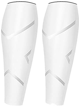 AUXDIQ Manchon Compression Mollet Femme Homme Chaussettes de Contention Manchon de Compression Mollets Support de Mollets Blanc Taille M