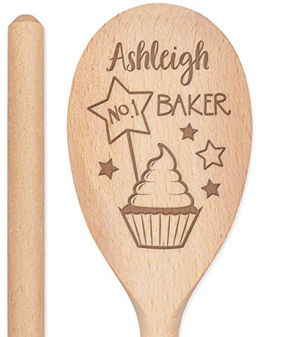 Personalised Custom Engraved Wooden Spoon No1 Baker Any Name Text