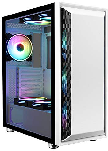 ZXCVBNAS Boîtier PC Gaming - USB3.0 Port - Verre Trempé Panneau latéral CÂBLES - Tais Eau de Refroidissement Prêt - éclairage RGB intégré - Whine