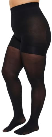 Zizzi Strumpfhose Damen große Größen, 40 den Push-up Schwarz | Halbtransparente Feinstrumpfhose mit Push-up-Effekt für curvy Damen: shaping Strumpfhosen in 40 DEN, weicher Halt