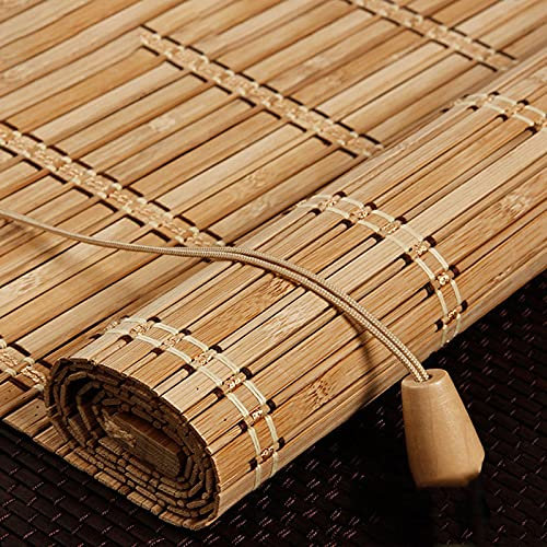 JIAOLUN123 Bambus Rollo Retro Jalousine Bambusrollo Seitenzugrollo Bambus Raffrollo Natur Holzrollos Lichtfilter Sonnenschutz und Sichtschutz Rollo Für Fenster und Türen,Maßanfertigung (130 x 140 cm)