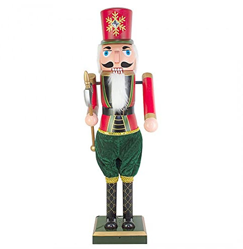 Soldato Schiaccianoci di Natale Gigante con Luci Musica e Movimento h. 160 cm Abiti Dipinti Barba e Capelli con Meccanismo Funzionante Decorazioni Natalizie Burattino Natale Statua Nutcracker (392030)