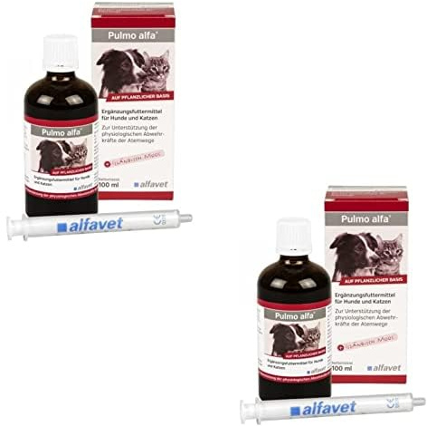 Alfavet Pulmo Alfa, 2 x 100 ml, stöd för luftvägar, hundar och katter