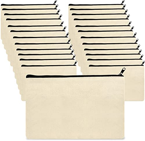 24 Stücke Stoffbeutel Bemalen, DIY Blanko Stoff Federmäppchen, Blanko Stoffbeutel Zum Bemalen, Kosmetiktasche, Canvas Federmäppchen, Blankotaschen Zum Bemalen Perfekt Für Kunstprojekte, DIY-Geschenke