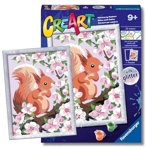 Ravensburger CreArt Spring Squirrel Paint by Numbers Kit for Kids - Painting Arts and Crafts for Ages 9 and Up