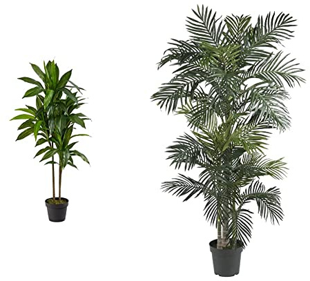 Nearly Natural 48in. Dracaena Silk (Real Touch) Artificial Plant, 48, Green 5289 6.5ft. Golden Cane Palm Silk Tree, Green
