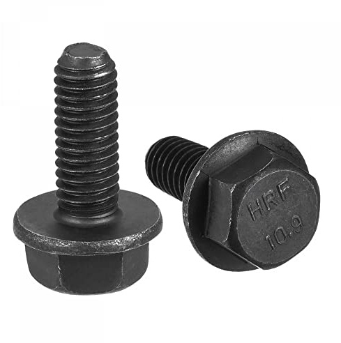 sourcing map Metric M6x16mm Hex Flange Bolts, 10pcs 10.9 Grade Carbon Steel Hexagon Head Screws
