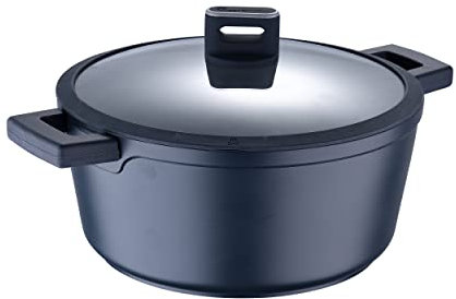 MasterPRO Indigo | Faitout de 28 x 13 cm avec couvercle | Faitout antiadhésif en fonte d'aluminium | Revêtement antiadhésif Xylan Plus | Poignées Soft Touch | Tous types de plaques