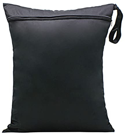 1 Stück Nass-Trockensack, 39.9x50 cm, wasserdicht, trocken und feucht, Stoffwindeln, Nassbeutel, Wickeltasche, Organizer, Taschen, Stoff, Wickeltasche für Babys, Schwimmen, Camping, Schwarz , Modern