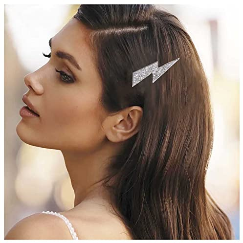 Yheakne Vintage Kristall Donner Haarspange Cz Beleuchtung Bolzen Haarspange Clip Silber Strass Pin Cz Haarspange Kopfbedeckung Dekorative Kopfbedeckungen Haarzubehör Für Frauen Und Mädchen (silber)