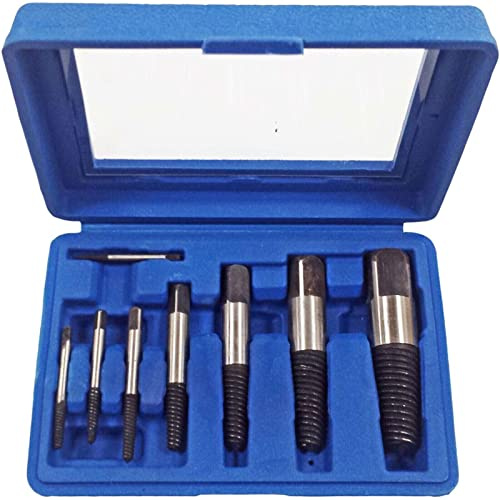 Dunnet Tools 8 Piece Stud Screw Extractor Drill Bit Set | Professional Bolt Extractor Kit for Damaged, Broken, Rounded Nuts & Bolts | Easy Out Screw Removal Tool for Mechanics