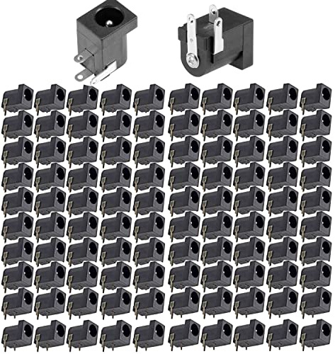 VISSQH 100pcs Dc Connectors, Dc Low Voltage Connectors5.5 X 2.5mm,DC socket 12v PCB Dc panel mount