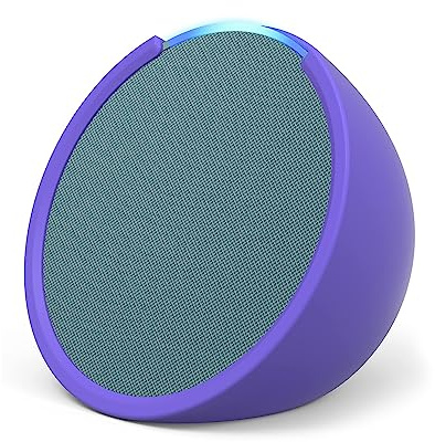 Echo Pop | Kompakter und smarter Bluetooth-Lautsprecher mit vollem Klang und Alexa | Blaugrün + „Made for Amazon“: Sleeve für Echo Pop (2023er Version), Lila