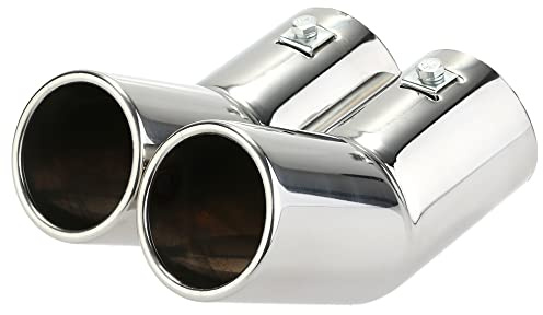 Tubo de cola,QISUO Doble tubos puntas de silenciador de pipas de la cola de escape de acero inoxidable para VW Golf 4 Bora Jetta
