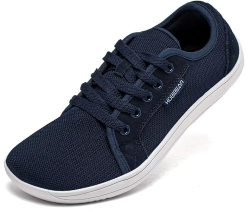 HOBIBEAR Unisex Wide Barefoot Shoes for Men Women Outdoor Trail Running Minimalist Walking Shoes Lightweight and Breathable(Navy Blue 10.5 UK)