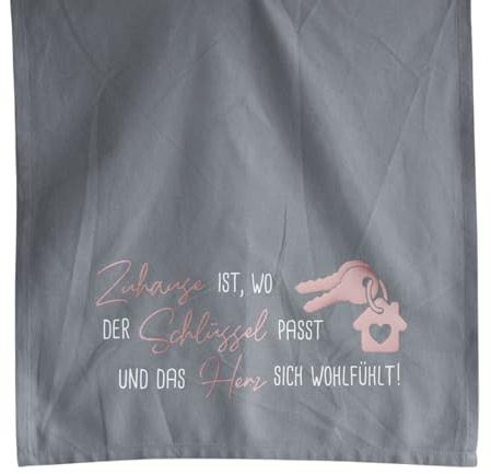 Geschirrtuch | Geschenkidee zum Einzug | Geschirrhandtuch Einzugsgeschenk | Zuhause ist, wo der Schlüssel passt... Geschenk zum Umzug oder Auszug