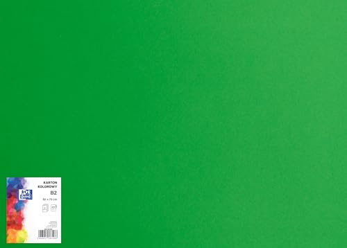 OXFORD Tonzeichenkarton 50 x 70 cm Bastelkarton, DIN B2, Tonkarton B2, Buntes Bastelpapier, für Arten von Handarbeiten, Tonpapier 225 g/m² Bristolkarton 25 Blatt, Grün 25 Stück