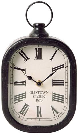NIKKY HOME Small Retro Black Wall Clock, Silent Battery Operated Vintage Metal Rectangle Analog Hanging Clock for Bathroom Kitchen Living Room Bedroom Office (10.6 H x 6 W)