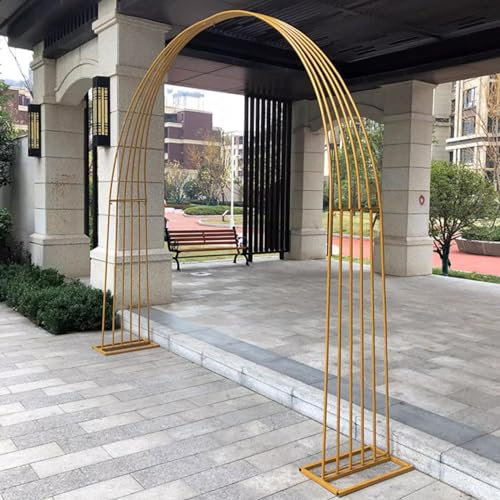 Hochzeitsbogen Boden, Rosenbogen Metall 220/300 cm Breit, Metall Hochzeit Bogen Ballonbogen Gestell mit Fuß für Hochzeit Geburtstag Party Dekorationen Jubiläum ( Color : Gold , Size : 3.0*2.85m )