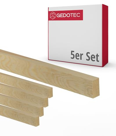 Gedotec Holzleisten - Holzbretter zum bauen Bastelklötzchen 100 cm lang | 5 Stück 13 x 40 mm | BASIC | vielseitiges Holz zum Basteln von verschiedenen Objekten - für Fensterbank Verkleidung innen