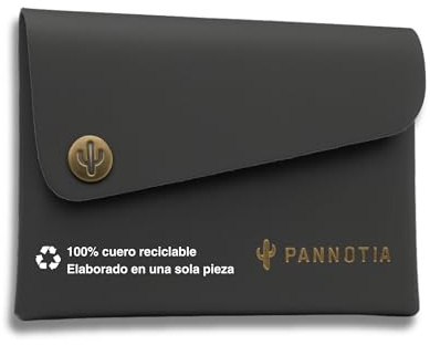 pannotia - Biznaga - Liten och minimalistisk herrplånbok, perfekt present för män. Elegant, praktisk och miljövänlig. Ovikta kort och sedlar. Perfekt som herrplånbok, återvunnet läder, svart, de mano,