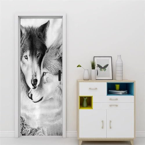 Türtapete Selbstklebend Türposter - Tier Wolf 80 X 200 Cm - 3D Türaufkleber Wasserfest Türfolie Für Schlafzimmer Gang Tür Verschönern Deko - Kinderzimmer Wohnzimmer Küche Schlafzimmer Tür Fot -7S7A5T9