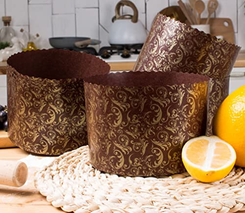 12oz Panettone Paper Mold Kulich |12 Pack| Paska Easter Bread Forms Bread Paper Mold Panettone - Brown Non Stick Panettone Paper Baking Molds