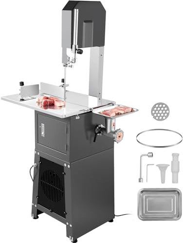 VEVOR Segaossa a Nastro Elettrica Commerciale per Carne 550W, Segaossa Verticale 380x485mm, Macchina per Tagliare Ossa da Banco Taglierina per Carne con Lama per Costolette di Maiale Uso Commerciale