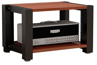 ZGNMK HiFi Rack Aus Holz & Stahl, Plattenspieler Tisch Router Schrank Mit Verstellbaren Ablage, HiFi Konsolen Regal Eckkommode Shelf Rack Für Stereoanlagen & Kompaktanlage(Reddish Brown,60x51x40cm)