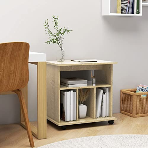 Xichuzi Rollschrank Sonoma-Eiche 60x45x60 cm Holzwerkstoff, Rollcontainer, Sideboard, Aktenschrank, Büro Schrank, File Cabinet, Druckertisch - 808479