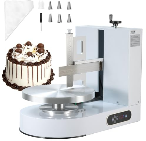 VEVOR Macchina per Decorazione Torte, Macchina per Spalmare Crema velocità 25-320 Giri/min, Macchina per Decorazione Torte da Cucina Commerciale Piatto Girevole per Torte di Dimensioni 6-14 Pollici