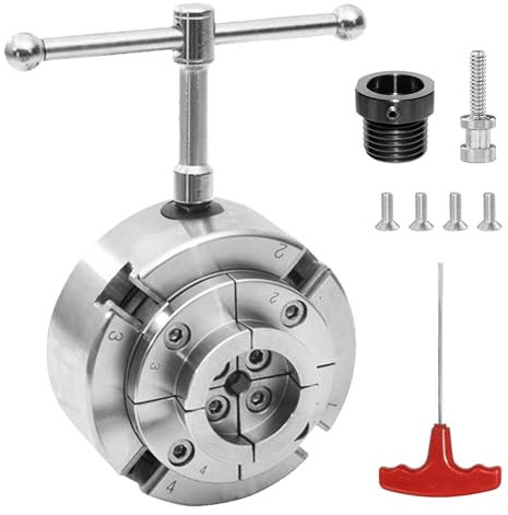 Backenfutter, Drechselfutter für M33 Drechselbank 100MM 4-Backen Spannfutter Drechselspannfutter Drechselzubehör mit Einstellbar Schlüssel Drehfutter für Drechselbänke Drehmaschinen