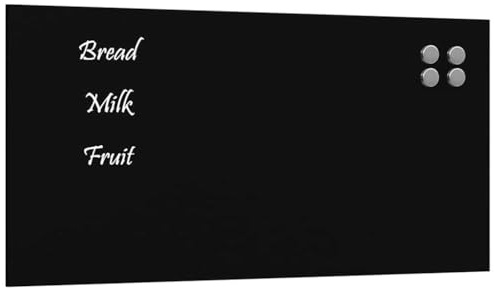 vidaXL Magnettafel Wandmontage Schwarz 80x40 cm Hartglas, Glastafel, Wand Magnettafel, magnetische Kreidetafel, magnetische Tafel, Schreibtafel